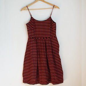 J. Crew Linen Blend Black & Red Striped Dress
